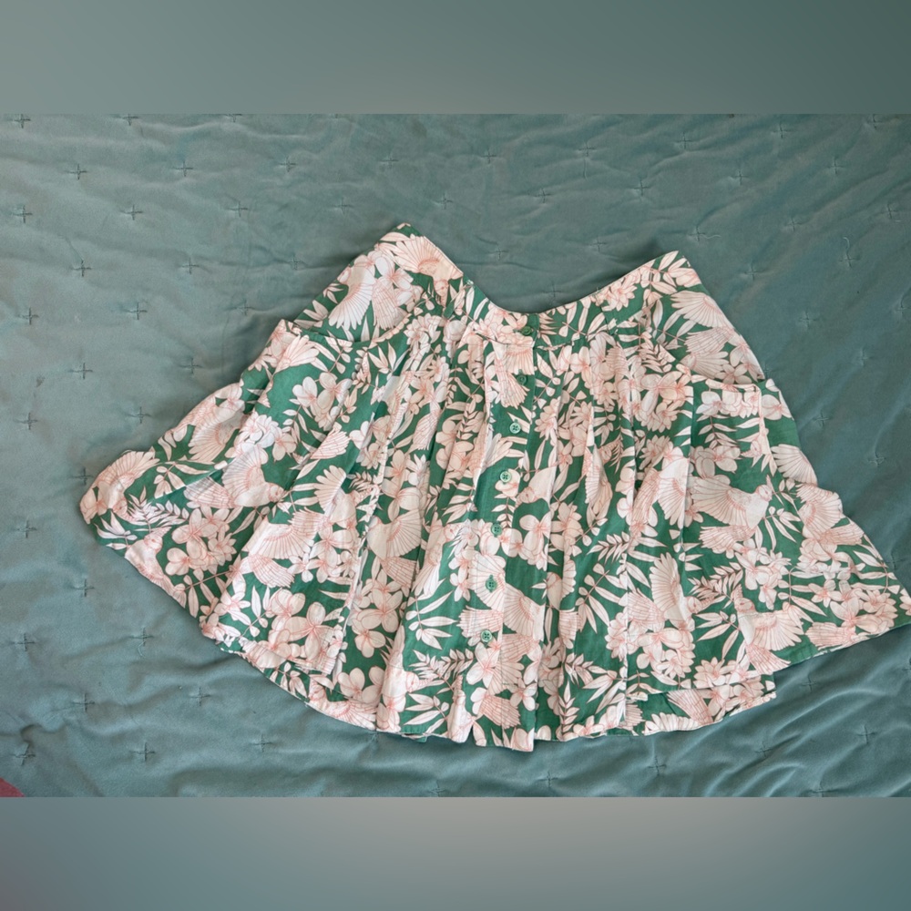 LC Lauren Conrad Mint and Blush Floral button up full circle Skirt size XS